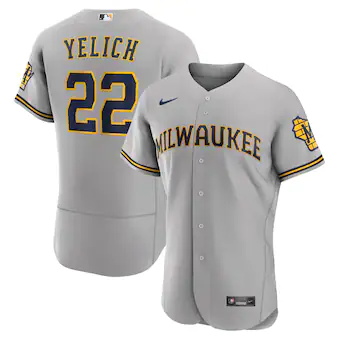 mens nike christian yelich gray milwaukee brewers road _002